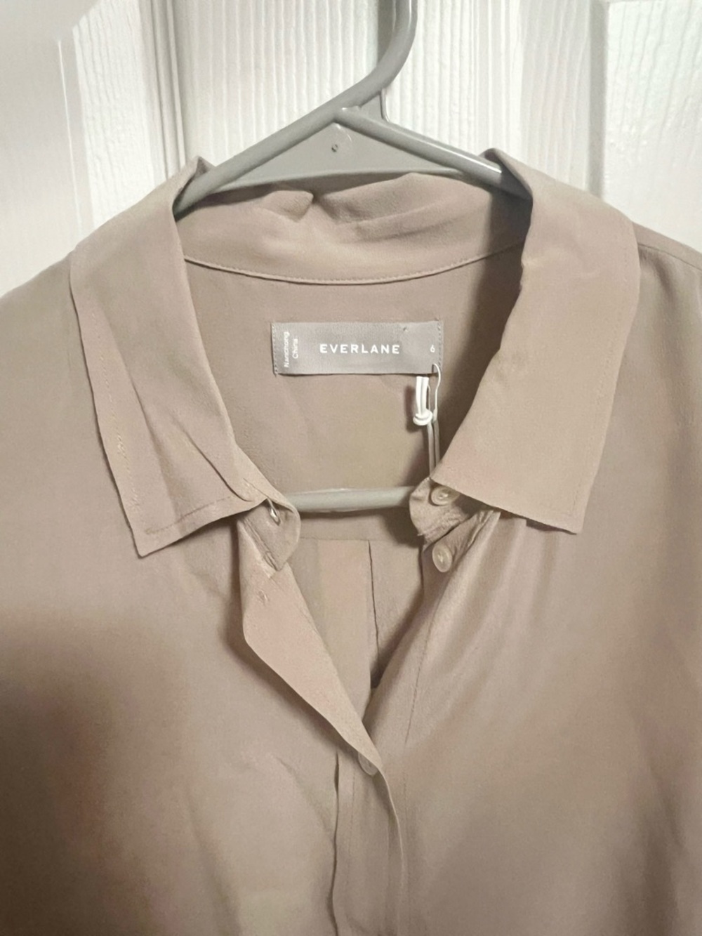 NWT Everlane | The Washable Clean Silk Relaxed Shirt in Burnt Sugar size 6 - Picture 5 of 10